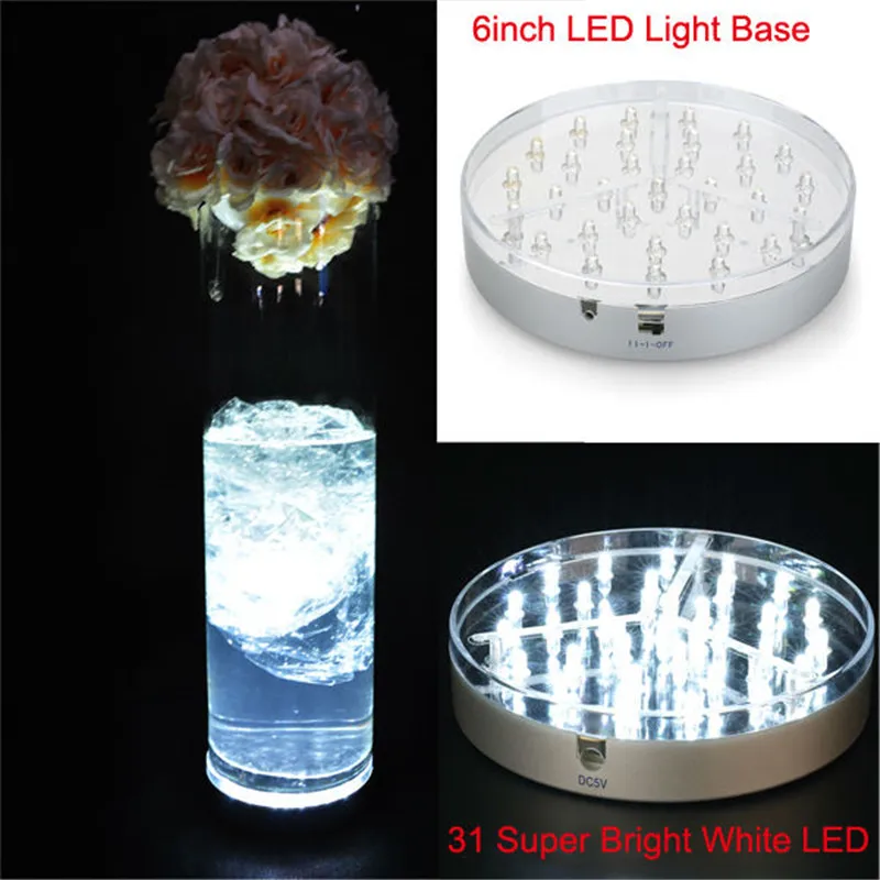 

1piece/ lot 3AA Battery Operated 31 WHITE LED Super Bright Under Vase LED Lights for Wedding Decoration