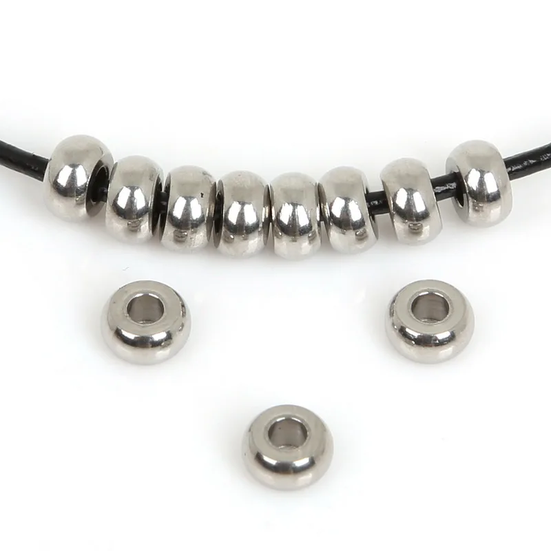 5 6 7 8 10mm Tone Stainless Steel Spacer Beads European ring Bead Fitting DIY Charm Bracelet For Men and Women Jewelry