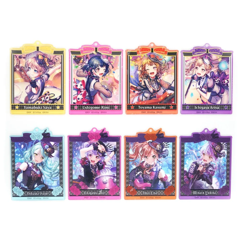 Bang Dream! Roselia Poppin\'Party Anime Game Saya Rimi Kasumi Arisa Sayo Ako Lisa Yukina Acrylic Strap Keychain