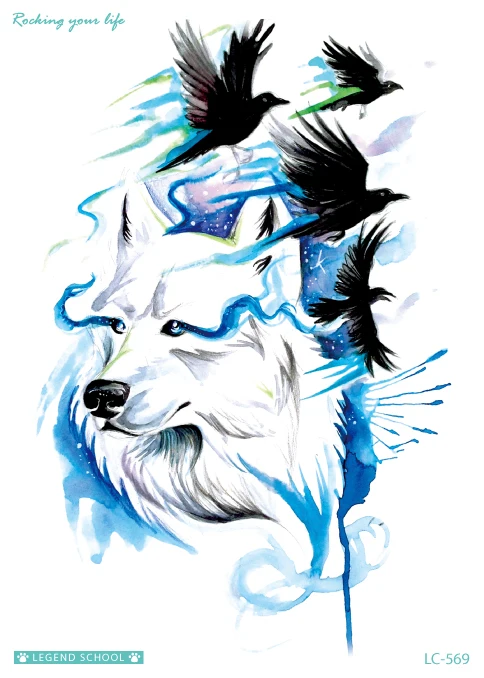 Aquarela Falsa Tatuagem Rocooart Nova Tatuagem Lobo Homens Flash Tatouage Taty Tatuagem Body Art Tatuagem Temporária Adesivos Para As Mulheres