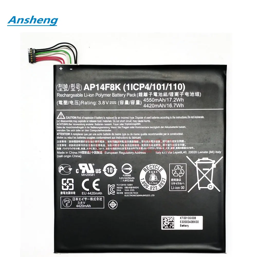 

High Quality 4550mAh AP14F8K Battery For Acer A1-840 A1-850 A1-860 B1-810 B1-820 B1-830 B1-850 WiFi 16GB