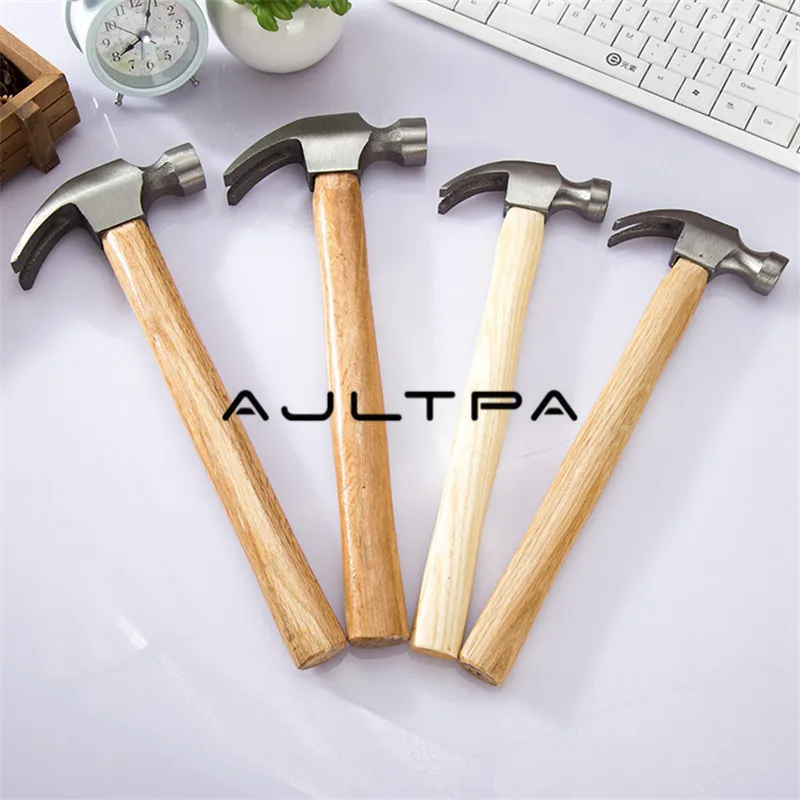 50Pcs 290mm/320mm High Quality Natural Wood Handle Steel Claw Hammer Multi-function Safety Outdoor Home Decoration Hammer