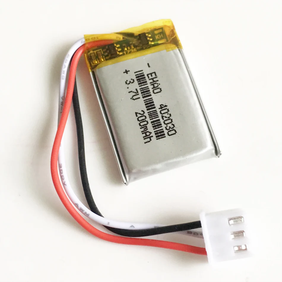 Akumulator litowo-polimerowy LiPo 3,7 V 200 mAh 402030   Złącze JST XHR 2,54 mm 3-pinowe do ręcznego nagrywania GPS Mp3 Bluetooth