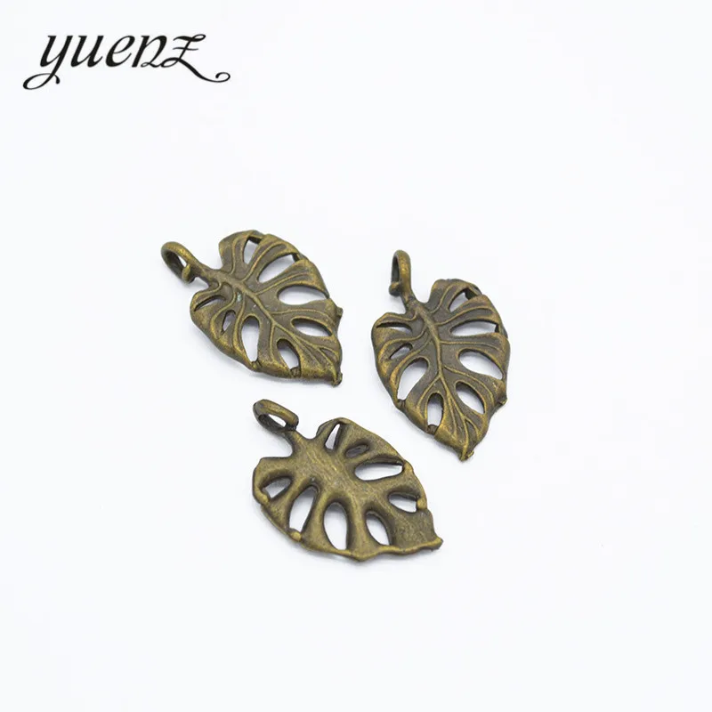 YuenZ 25 pcs Tree leaf Charms Antique Silver color Metal Pendant For Bracelets Necklace Jewelry Making 21*13mm Q363