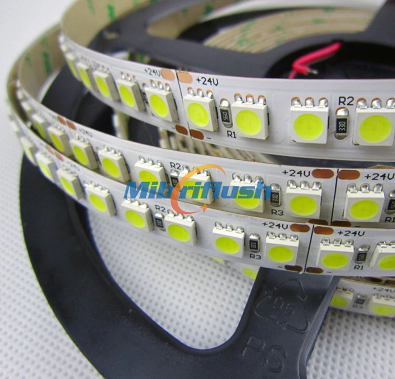 5050 5M 600led strip light ,5050 28.8W DC12V/24V non waterproof 120leds/M flexible stripe ribbon led light Free Shipping