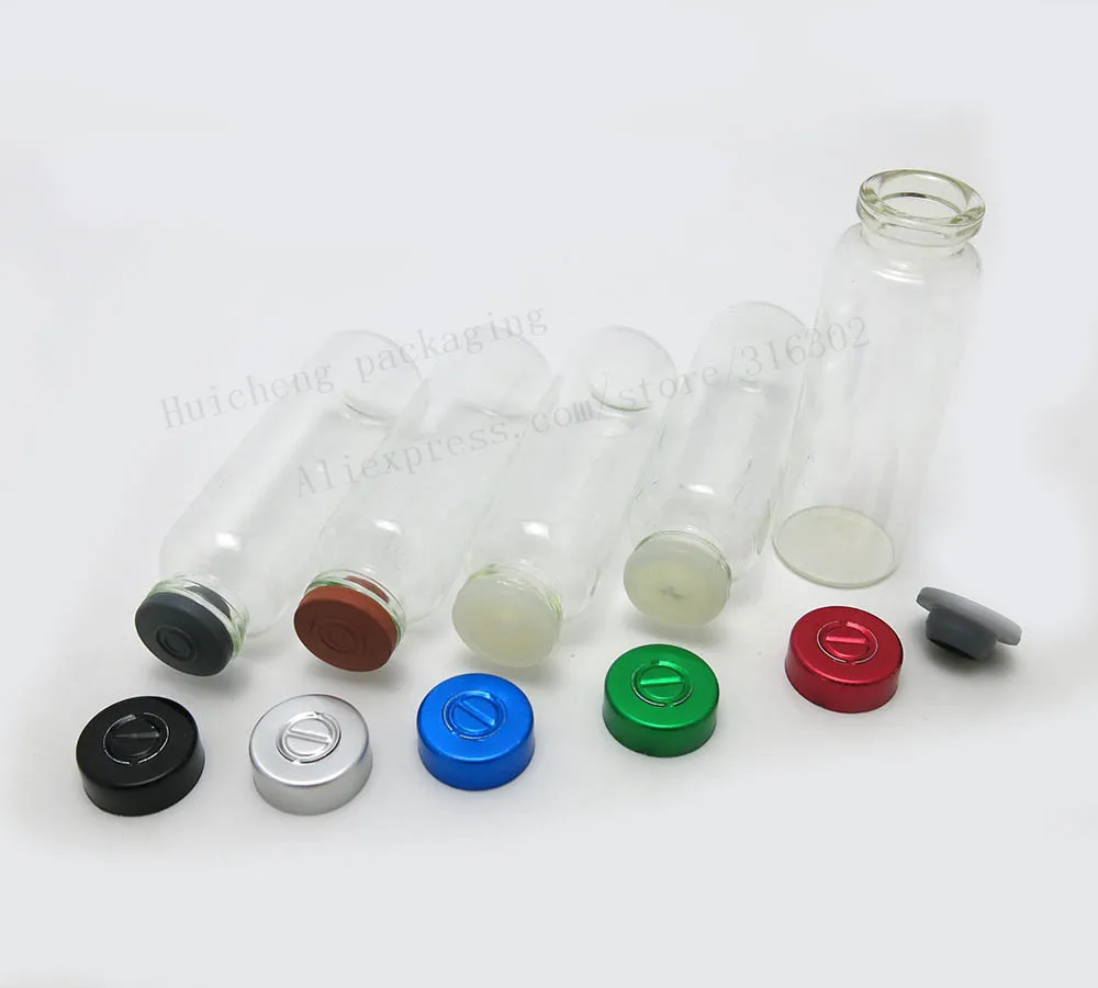 30 x 30ML Clear Injection Glass Vial with Aluminum Flip Cap 1oz Glass Empty Skin Care Medicine Glass Containers