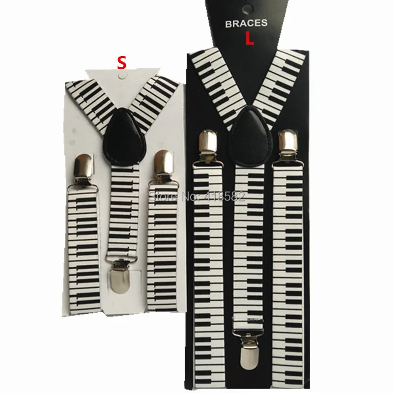 BD032-Best wedding gift Piano Print suspenders for men and women high quality adult leather braces Y-back kids braces free ship