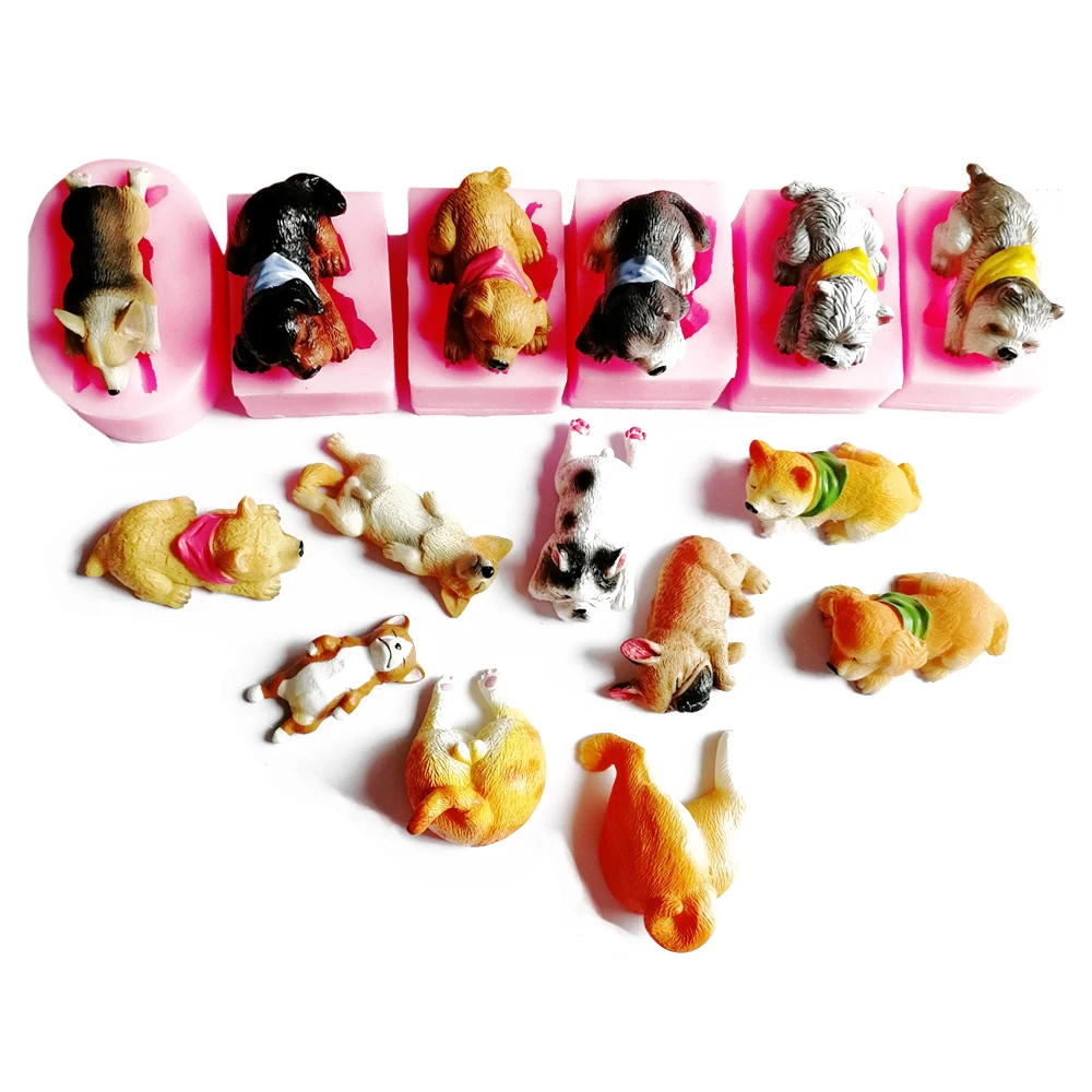 15 Series Dogs Silicone Cake Mould Fondant Mold Cat Butt Corgi Bulldog Chocolate Gumpaste Sugarcraft Cake Decorating Tool C339