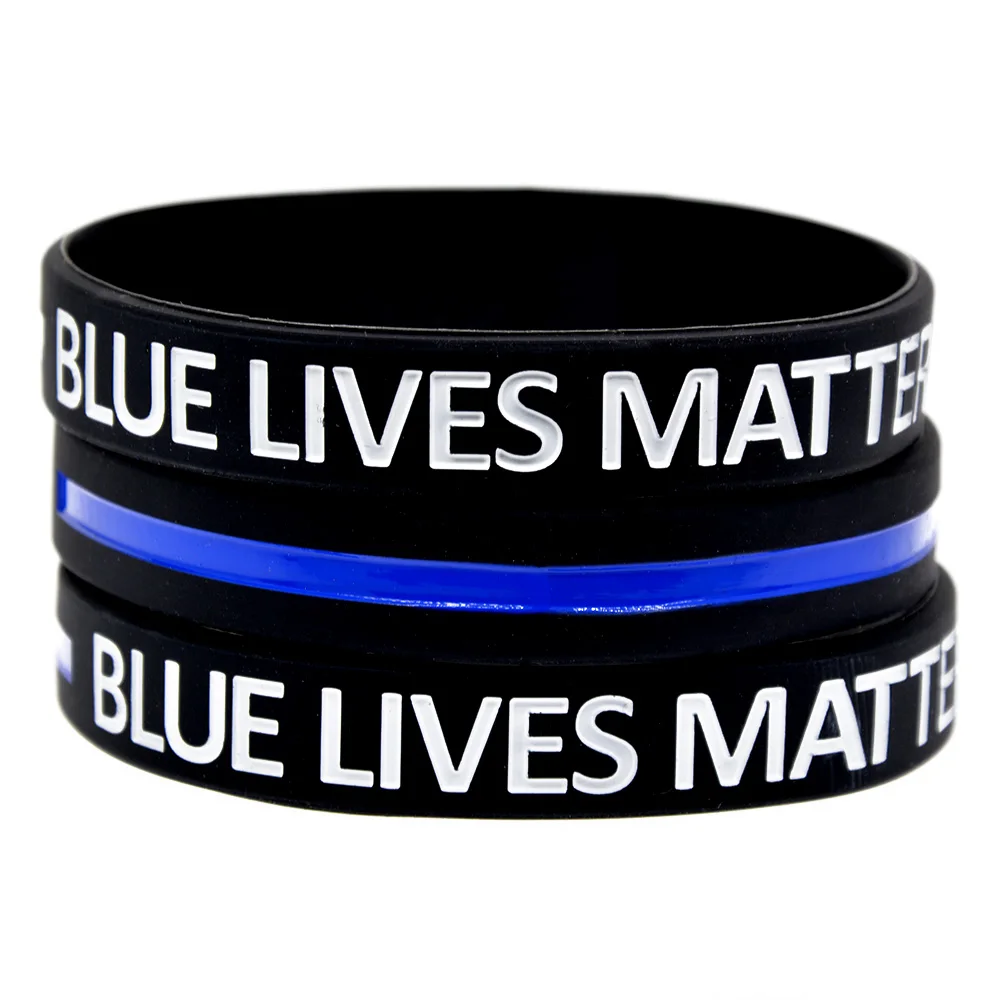 50 Stück Unity and Honor Blue Lives Matter Armreif aus Silikonkautschuk, unterstützt Polizei, Wohltätigkeit, Fundraiser, Event-Armband, Schwarz – Detail 8