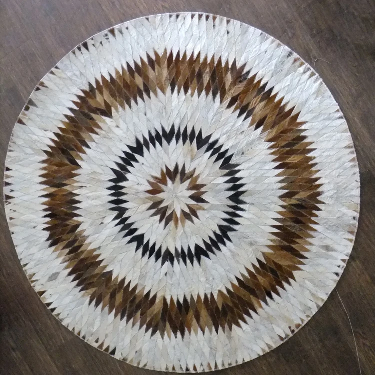 

Fashionable art carpet 100% natural genuine cowhide leather anti slip mat