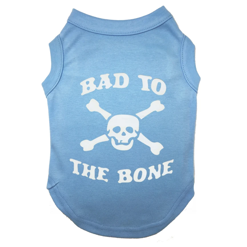BAD TO THE BONE SKULL Printed T-Shirts Pet Puppy Clothes Shirts Tee Polyester Clothes Tank Tees Top for All Seasons Hot sale