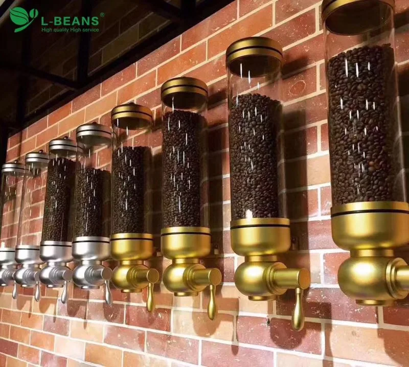 aluminium alloy &acrylic 1800g coffee bean dispenser/coffee bean container stand/coffee bean canister/suspension sealed jar
