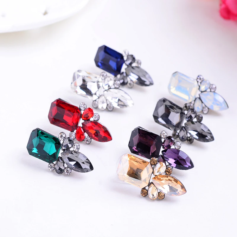  High Quality Fashion Classic Shiny Crystal Christmas Party 8 Colors Stud Earrings For Women And Girls Gift 2019 New