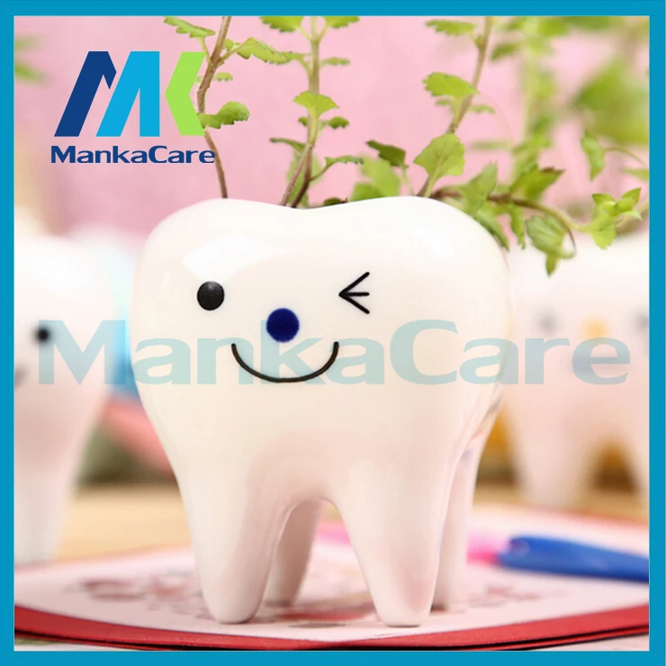 3 pcs Creative teeth vanilla potted plants pot Dental toy office desktop furnishing articles presents fabulous teeth Bottles