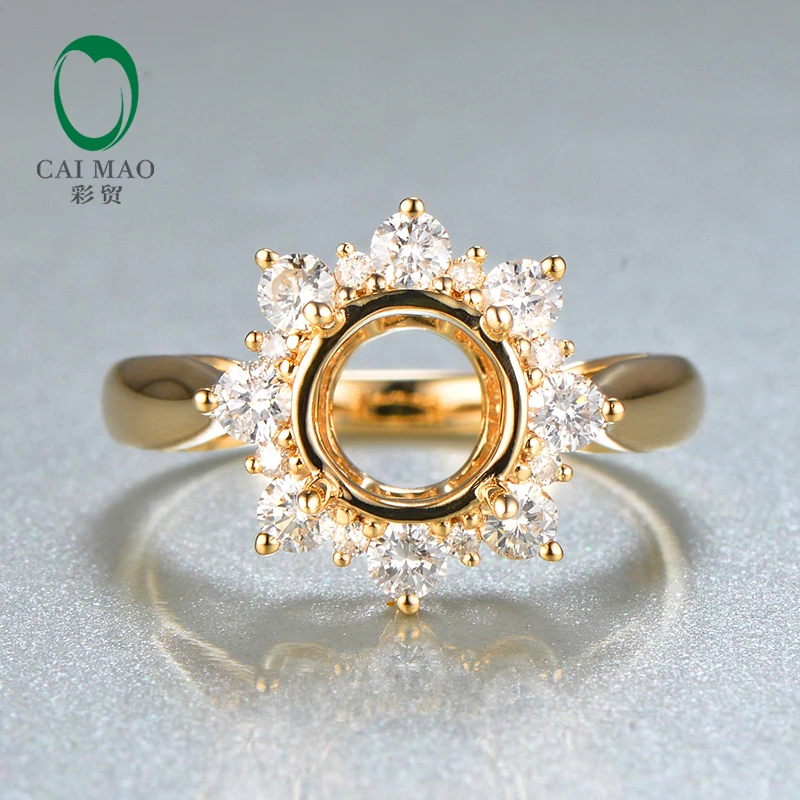 8mm Round Cut 14K/Au585 Yellow Gold 0.63ct Natural Diamond Engagement Ring