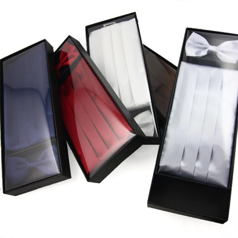 Premium Men\'s Satin Cummerbund Bowtie Set Formal Wedding Party NO Gift Packing - Factory Outlet