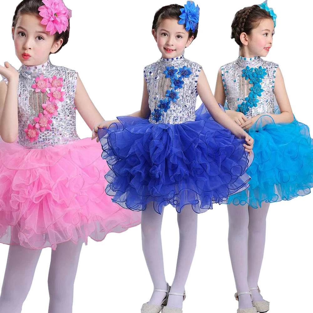 Girls Princess Fancy Dancing dress kids Ballroom Jazz Hip Hop Dresses Ball Party Wear Girl Sequined Halloween Christmas Outfits