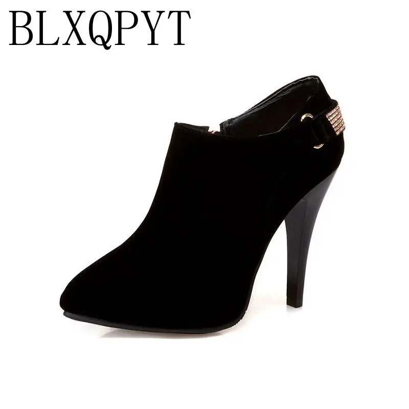 BLXQPYT 2017 New Super Big size 33-50 Women Short ankle boots Sexy high-heel pointed toes Spring Autumn Winter shoes  2-2