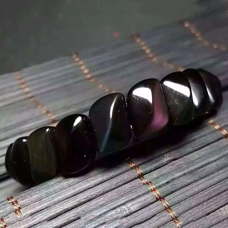 JoursNeige Natural AAA Rainbow Eye Stone Black Obsidian Bracelets Fine Caving S Shape Hand Row Jewelry Amulet Bracelets