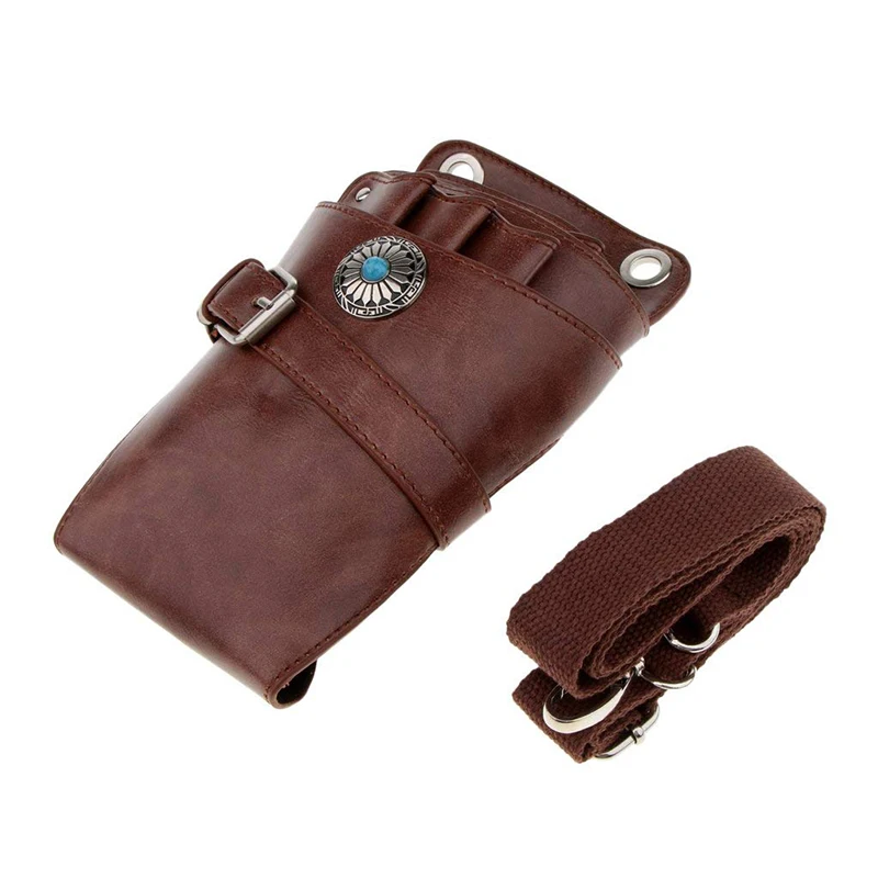 Real Leather Scissor Holster Pouch Holster with Belt Hairdressers Hair Stylist Barber Scissors Shear Hairdressing Waist Holder