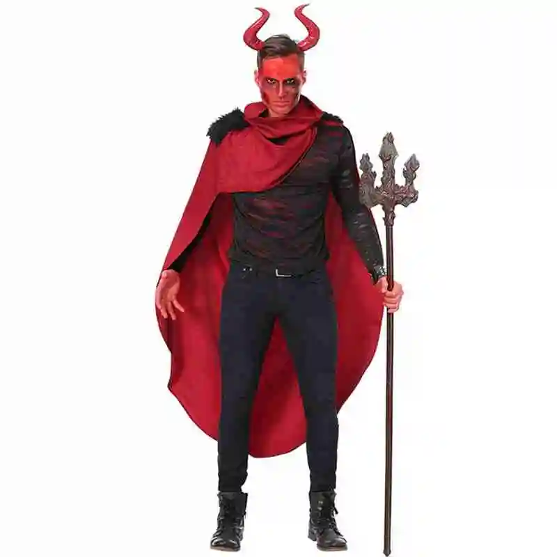 Men's Devil Costumes Halloween Hooded Evil Horror Demon Costume Fire frame Robe Halloween Cosplay Carnival Party Costumes