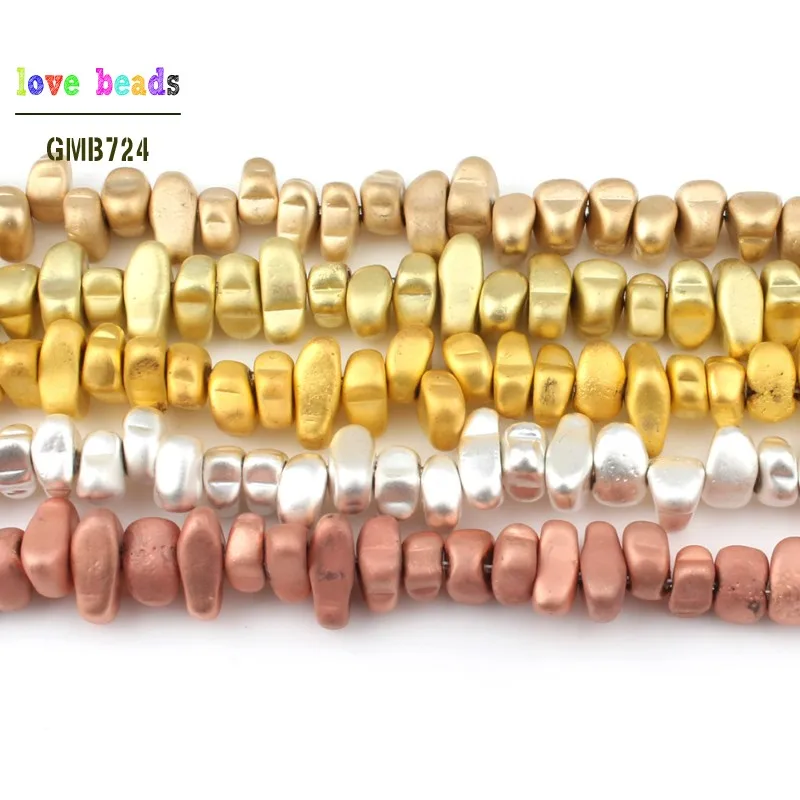 natural matte stone rose gold silver Color hematite Irregular beads beaded bracelet jewelry production 5-8 mm