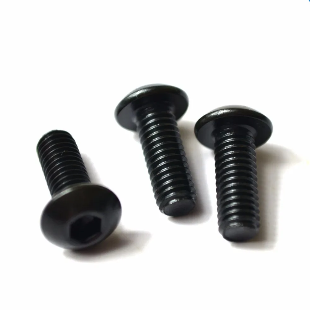 100PCS M4 Black 10.9 Button Dome Head Screw Round Head Bolts Mushroom Head Bolt M4*20/25/30/35/40/45/50mm