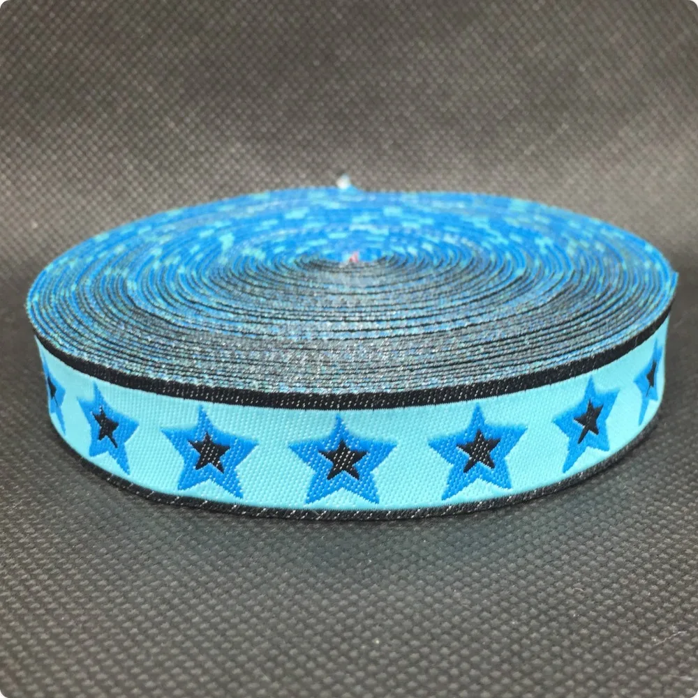 2014 NEW wholesale 5/8 '(16 mmx10yards) 100% Polyester Woven Jacquard Ribbon with star