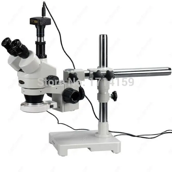 

Тринокулярный светодиодный стереомикроскоп серии AmScope SM-3T, подставка для стрелы 3,5X-90X + и камера 5 МП