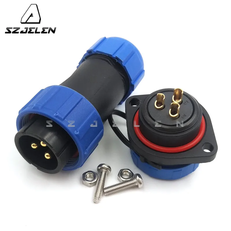 SP2110/SY2113, IP68  3 Pins Waterproof Cable Connector , Panel Screws Fixed Installationplug & Socket , Automotive Connectors