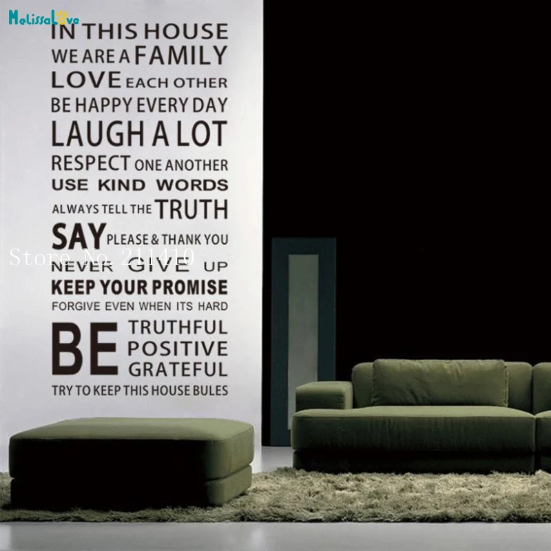 In Dit Huis Engels Diy Glas Vinyl Wall Sticker Living Room  Unique Home Decoration Removable Words New Design Art Murals YT634