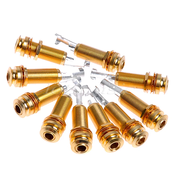 10Pcs Cylinder Guitar End Pin Jack GOLD 1/4