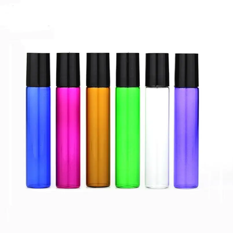 10 ml Roll On Glass Bottle Fragrances Essential Oil stainless steel Roller Ball 200pcs/lot