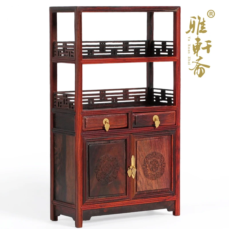 A] Fang Mingqing Mahogany Furniture Gallery studio model miniature furniture of Ming and Qing Dynasties rosewood shelf