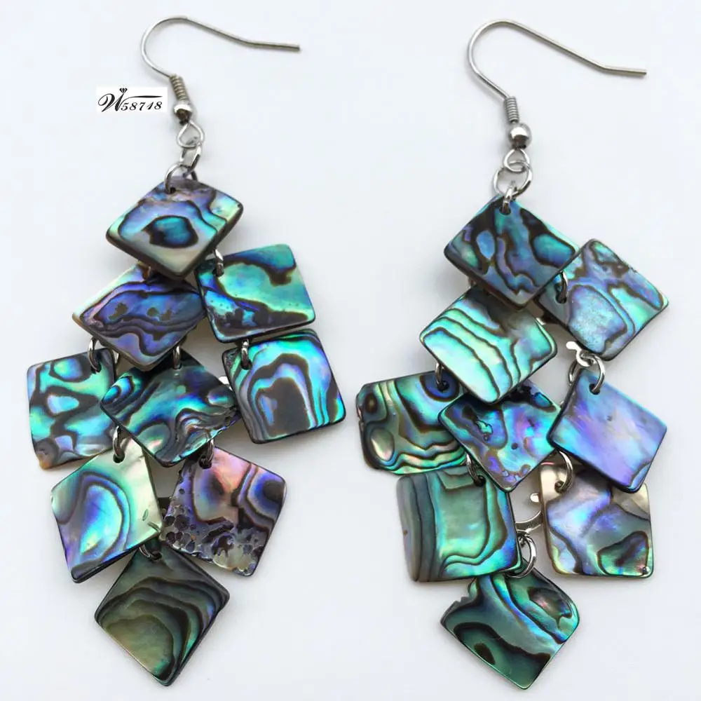 Fashion Jewelry New Zealand Abalone Shell Beads Dangle Earrings 1Pair WFH635