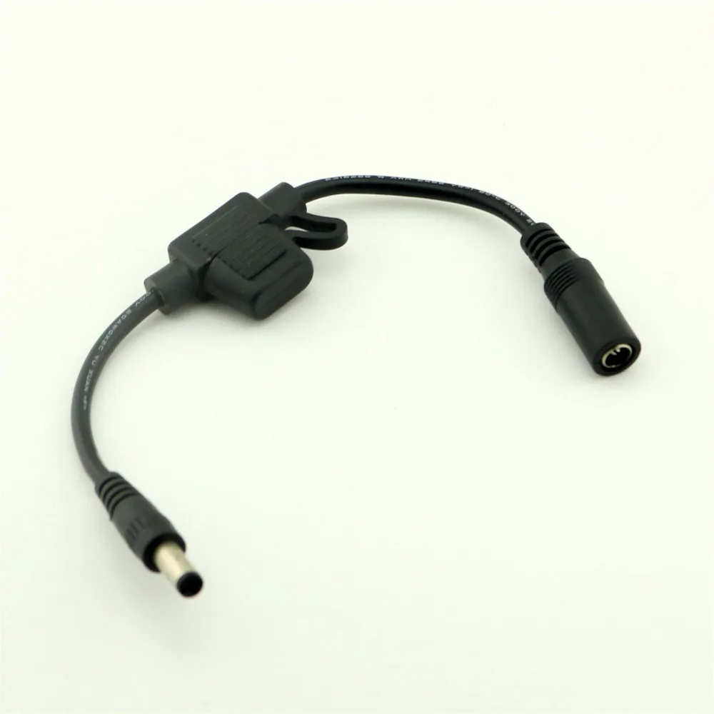 10pcs 5.5mm x 2.1mm Male to Female DC Power Cable CCTV With Mini ATM Auto Fuse Holder 23cm