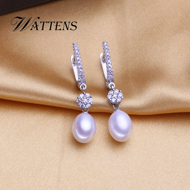 Natural Freshwater Pearl earrings 925 Sterling Silver Drop earrings for women Fashion long earrings wedding party Daily gift New