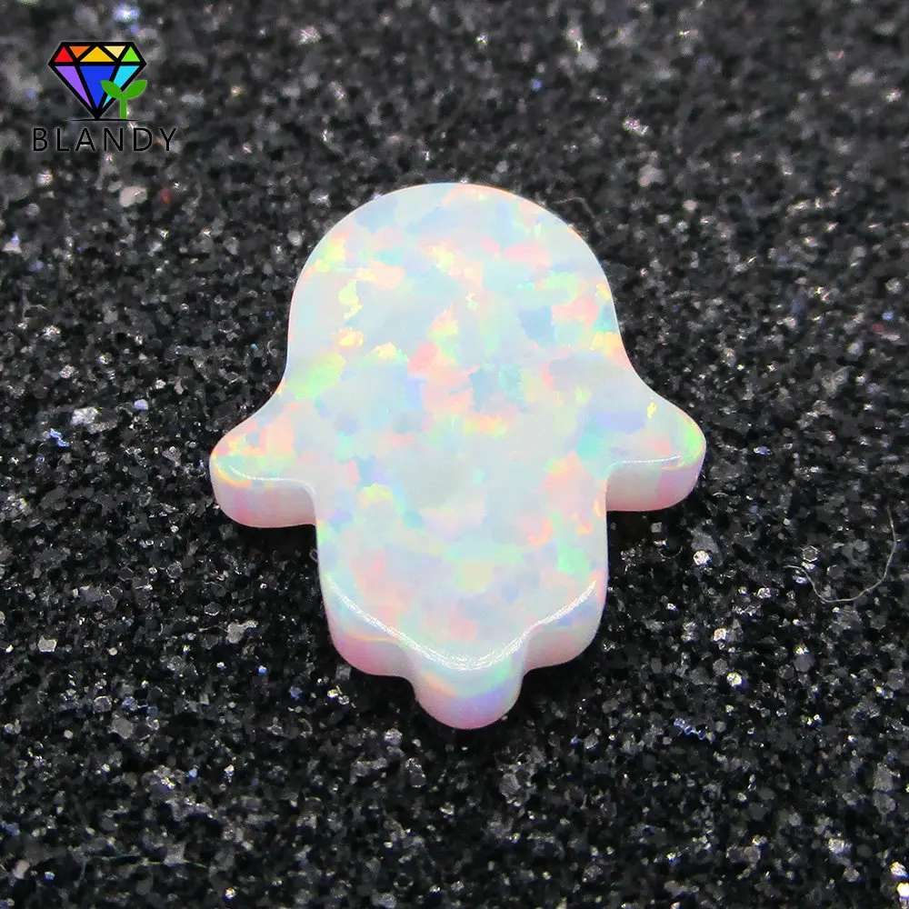 Hamsa Opal Stone OP17 White High Quality 11x13mm Hand Shape Synthetic OP05 Blue Opal Stone For Jewelry