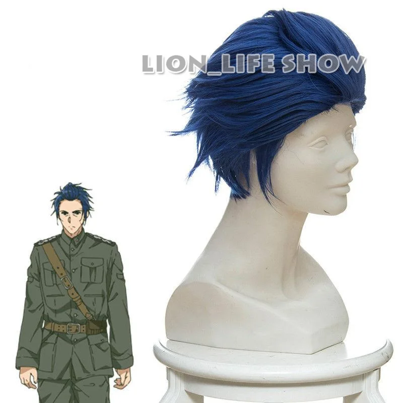 Violet Evergarden Gilbert Bougainvillea Men Short Straight Dark Blue Cosplay Wig