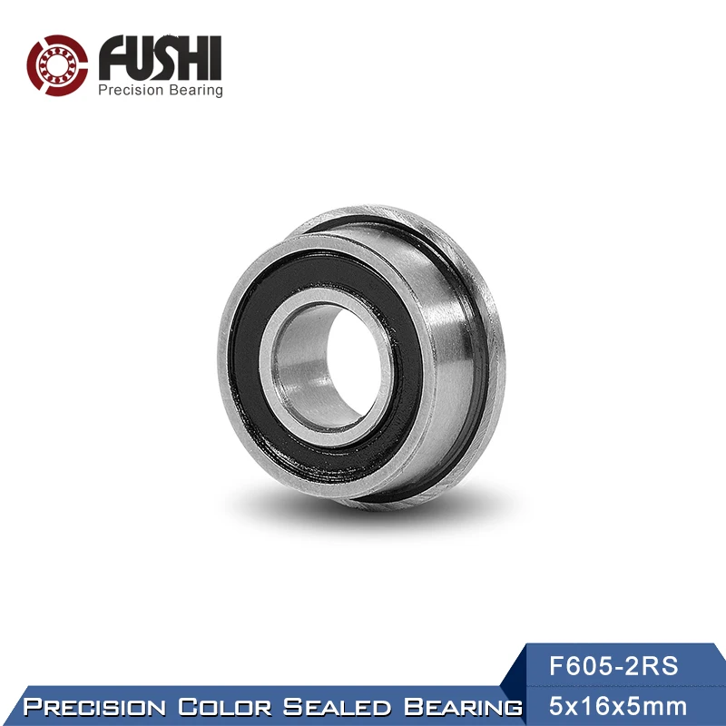 

F605-2RS Bearing 5x16x5mm ( 10 PCS ) ABEC-1 Miniature Flanged F605RS Ball Bearings F605 RS