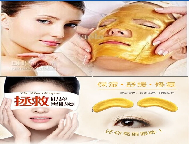 

Crystal Collagen Gold Masks (5 face + 20 packs eyes) Women Men Anti-aging patches anti-winkle moisturizing Mascarilla Oro