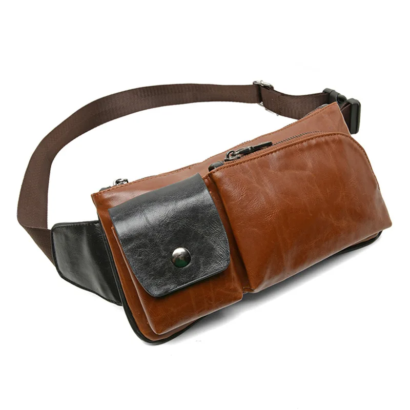 Fashion Crossbody Bag Brown Mens Leather Casual Messenger Chest Bag Cross Body Travel Waterproof Bags Bolsos