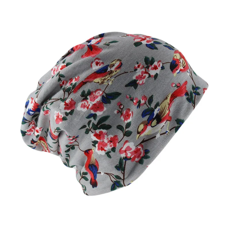 New Beanies For Women Two Used Scarf Comfortable Fashion Female Skullies Cotton Hat Girls Floral Autumn Warm Caps Bonnet