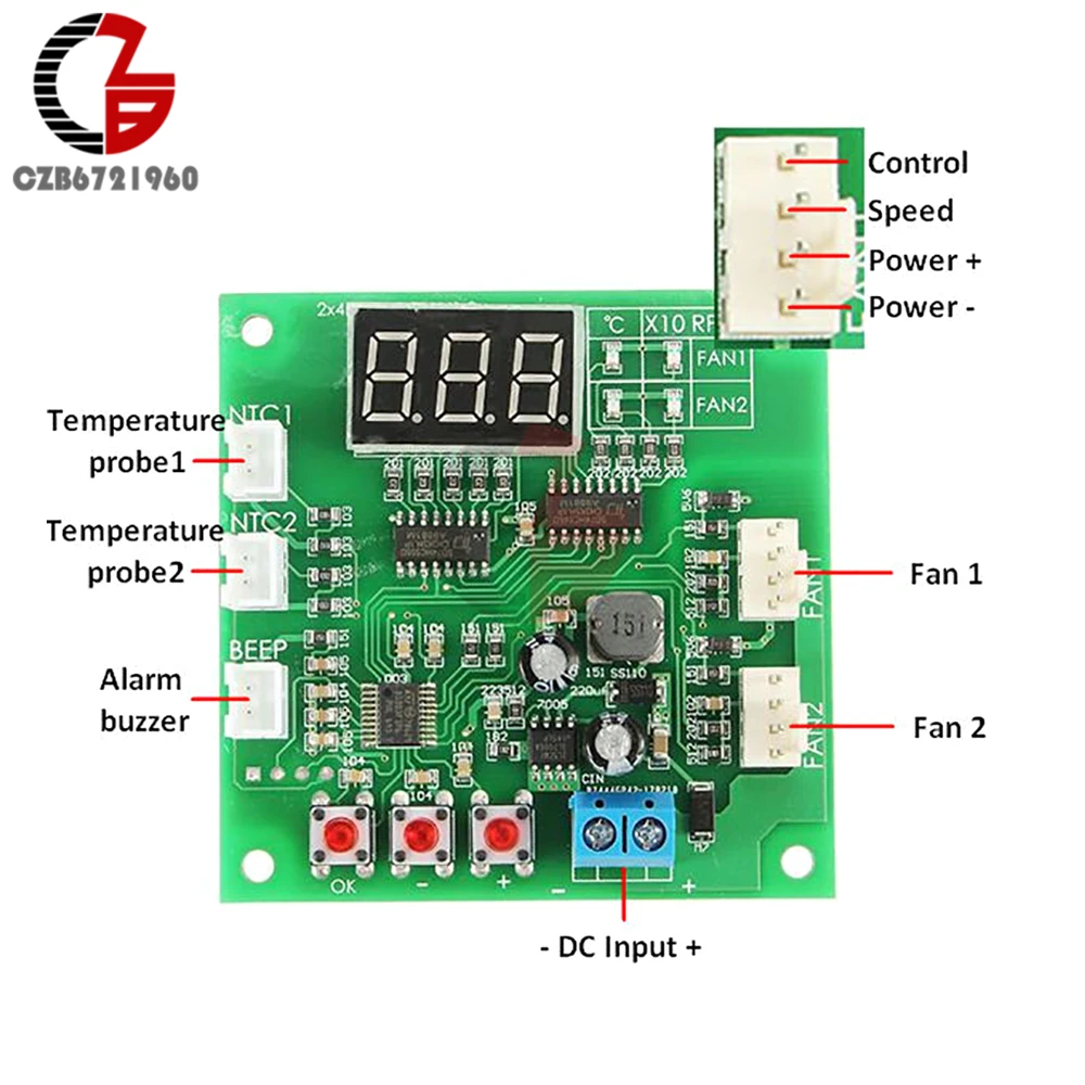 2 CH 4 Wire Voltage Regulator LED Digital PWM Motor Speed Controller Fan Temperature Controller PC Fan Thermostat DC 12V 24V