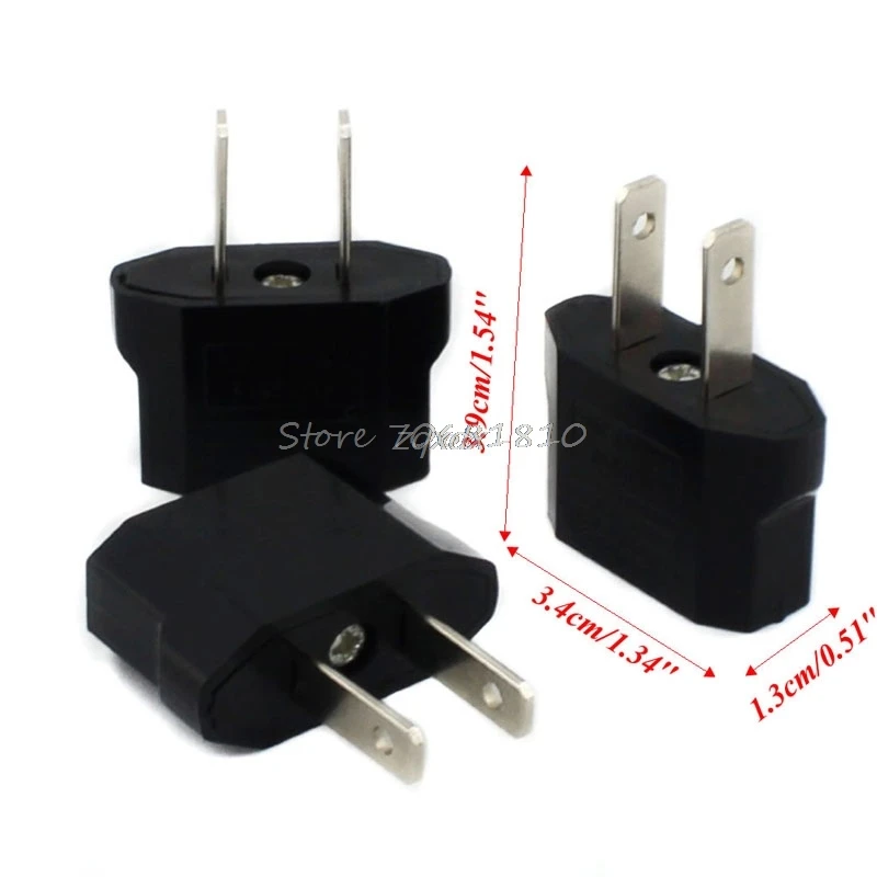 10Pcs European Euro EU to US USA Plug Travel Charger Adapter Outlet Converter Whosale&Dropship