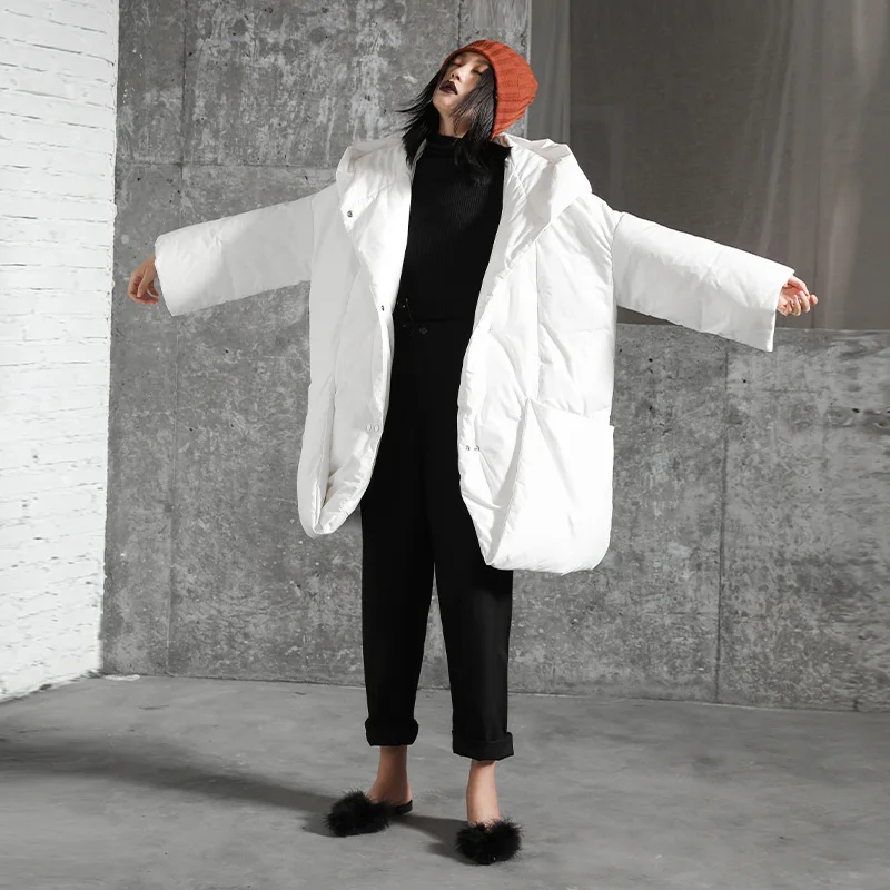 Europe New list fashion regular type ladies down jacket big pocket stitching 2024 winter new thickening 90% white duck down coat