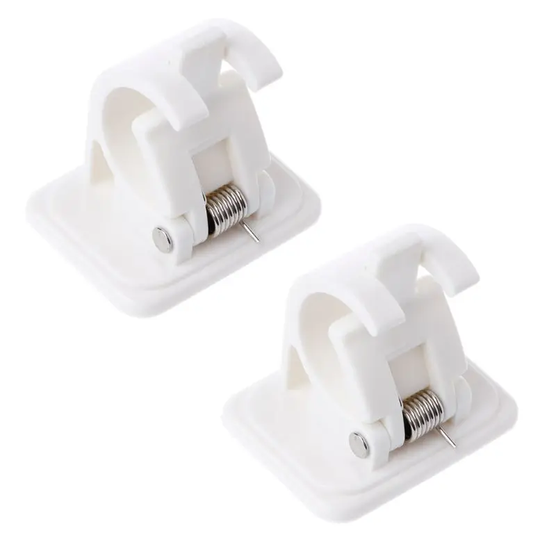 2Pcs White Self Adhesive Curtain Rods Hanger Crossbar Curtain Clips Wall Hooks