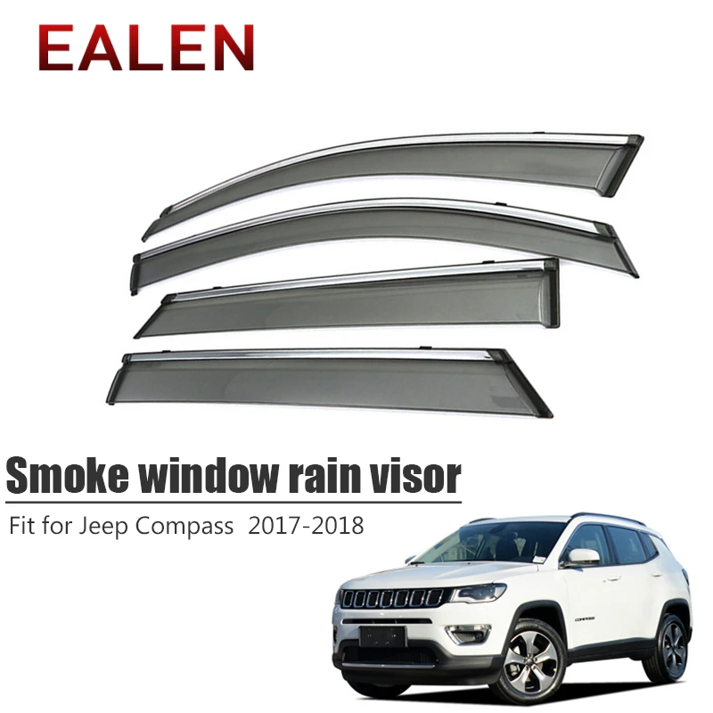 

EALEN For Jeep Compass 2017 2018 Styling ABS Vent Sun Deflectors Guard Car Accessories 4Pcs/1Set Smoke Window Rain Visor