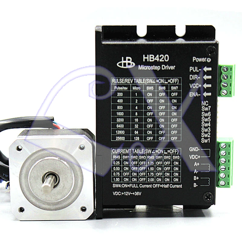 

2 Phase 57 Hybrid Nema 42 Stepper Servo Driver kit 42BYG250 2A 1.0N.m 60mm 1200rpm motor + 2HB420 DC24-50V Stepper Drive