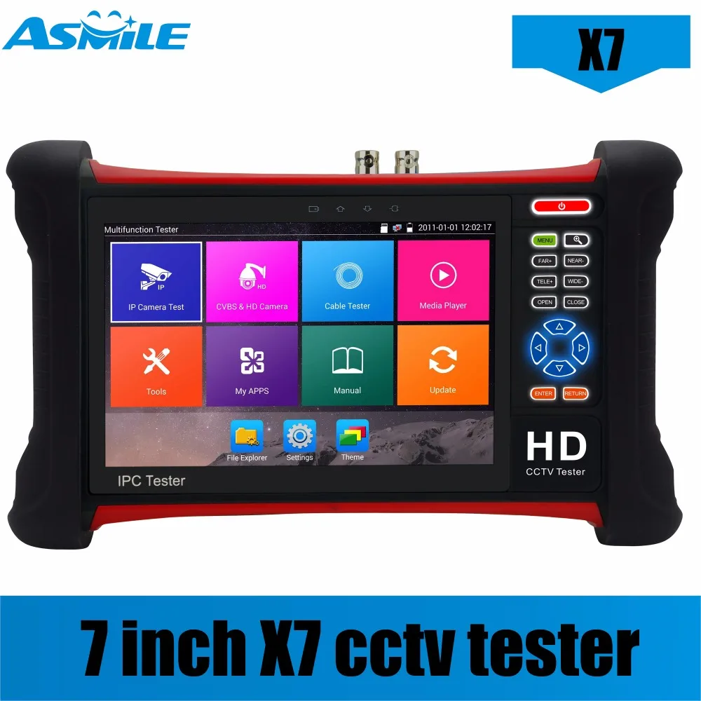 DHL-free X7 H.265 4K 8MP Camera tester 6 in 1 TVI CVI AHD SDI CVBS IP Camera Tester CCTV tester Monitor with TDR,Cable tracer